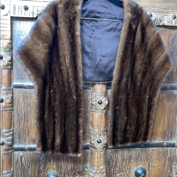 Vintage Real Mink Fur Stole / Shrug | Old Hollywood Bridal Capelet | Brown | OS - Picture 3 of 8